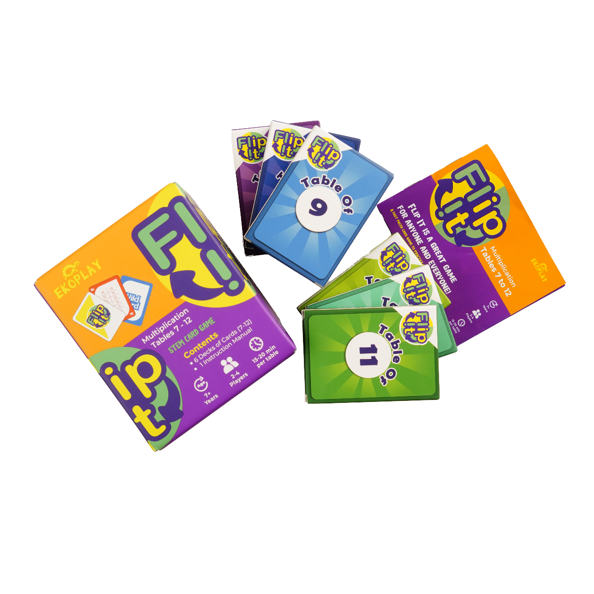 Ekoplay Flip It Multiplication STEM Card Game (Tables 7–12) | Reinforces Multiplication Tables Through Fun Play