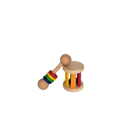 Newborn Rattle Fun Set – Montessori Wooden Rattle Toys for Infants and Babies (Set of 2)