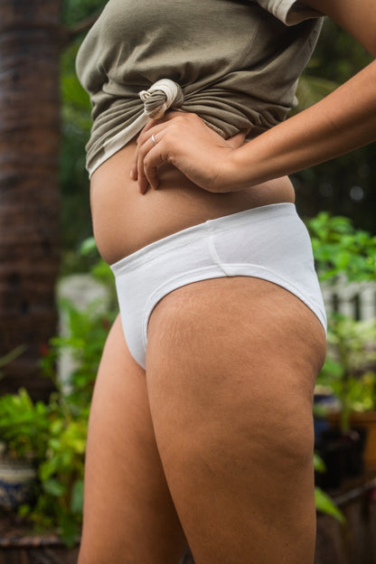 Women's Organic Cotton Panty Underwear | Bikini with Handmade Crochet Identifier