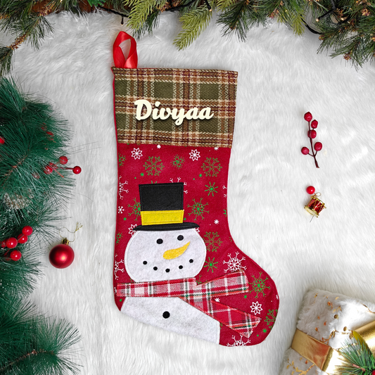Vintage Holiday Stocking - Snowman