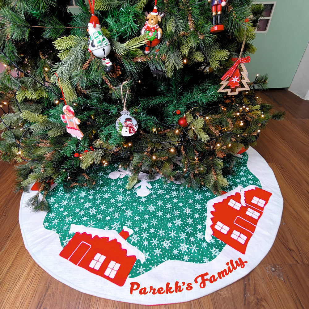 48'' Tree Skirt – Snow Village Houses