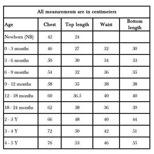 Whitewater Kids kid clothing size chart