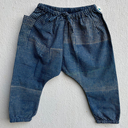 Organic Cotton Unisex Indigo Raidana Jhabla and Indigo Checks Pajama Pants Set