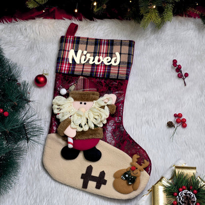 Classic Plaid Holiday Stocking - Santa