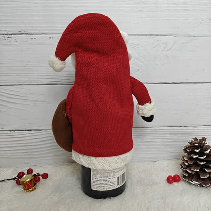 Plush Santa With a Sack Wine Bottle Cover