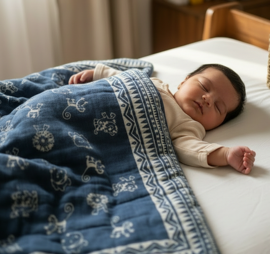 Organic Cotton Infant Reversible Zoo Blanket cum Quilt