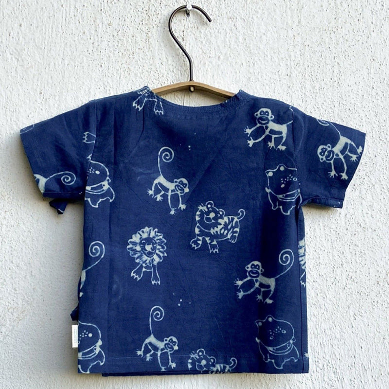 Organic Cotton Zoo Angarakha / Kimono Top, Apparel, Baby clothing, Infantwear, Newborn clothing. Organic Baby Clothing, Newborn Gift Set, sustainable baby, conscious clothing, baby kurta pajamas, baby angrakha, whitewater kids, newborn baby clothes,