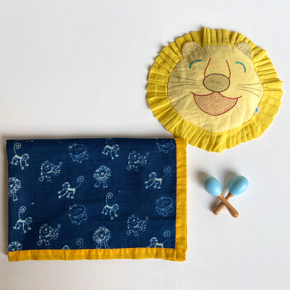 Organic Gift Set | Dohar + Mustard Seed Pillow + Maracas - Zoo Treat