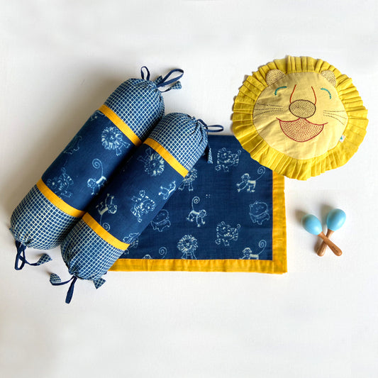 Organic Gift Set - Dohar, Mustard Seed Pillow, Bolster & Maracas - Zoo