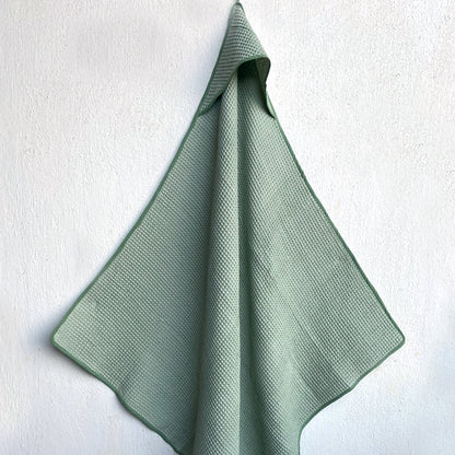 Organic Handwoven Mint Waffle Hooded Towel