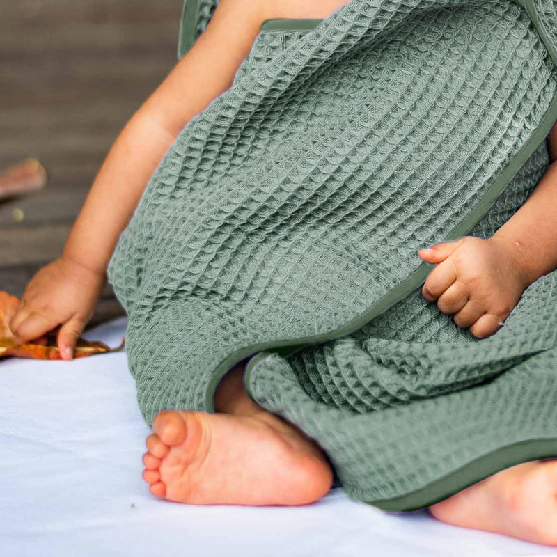 Organic Handwoven Mint Waffle Rectangular Towel