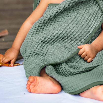 Organic Handwoven Mint Waffle Rectangular Towel