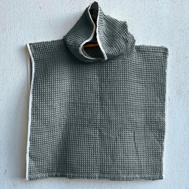 Essential Bag - Organic Handwoven Grey Waffle Hooded Poncho Set