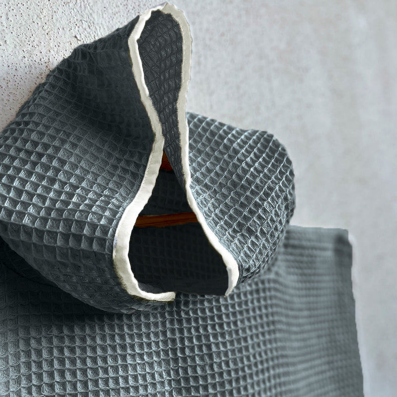 Essential Bag - Organic Handwoven Grey Waffle Hooded Poncho Set