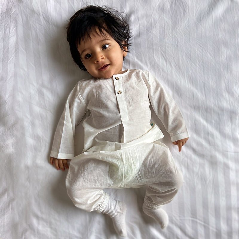 Organic Cotton Essential Bag - White Kurta and Pajama Pants Set –  Whitewater Kids