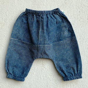 Organic Cotton Unisex Co-ord Set - Indigo Checks Angrakha and Pajama Pants