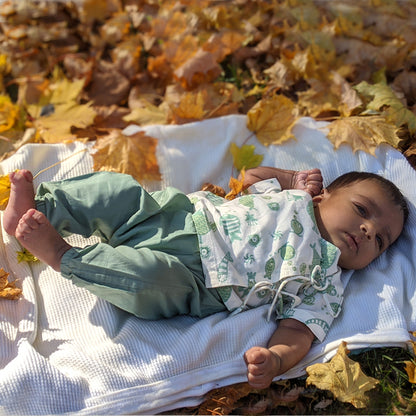 Organic Cotton Unisex Koi Bag for Babies - Mint Koi Angrakha and Essential White Angrakha with Mint Pyjama Pants Set