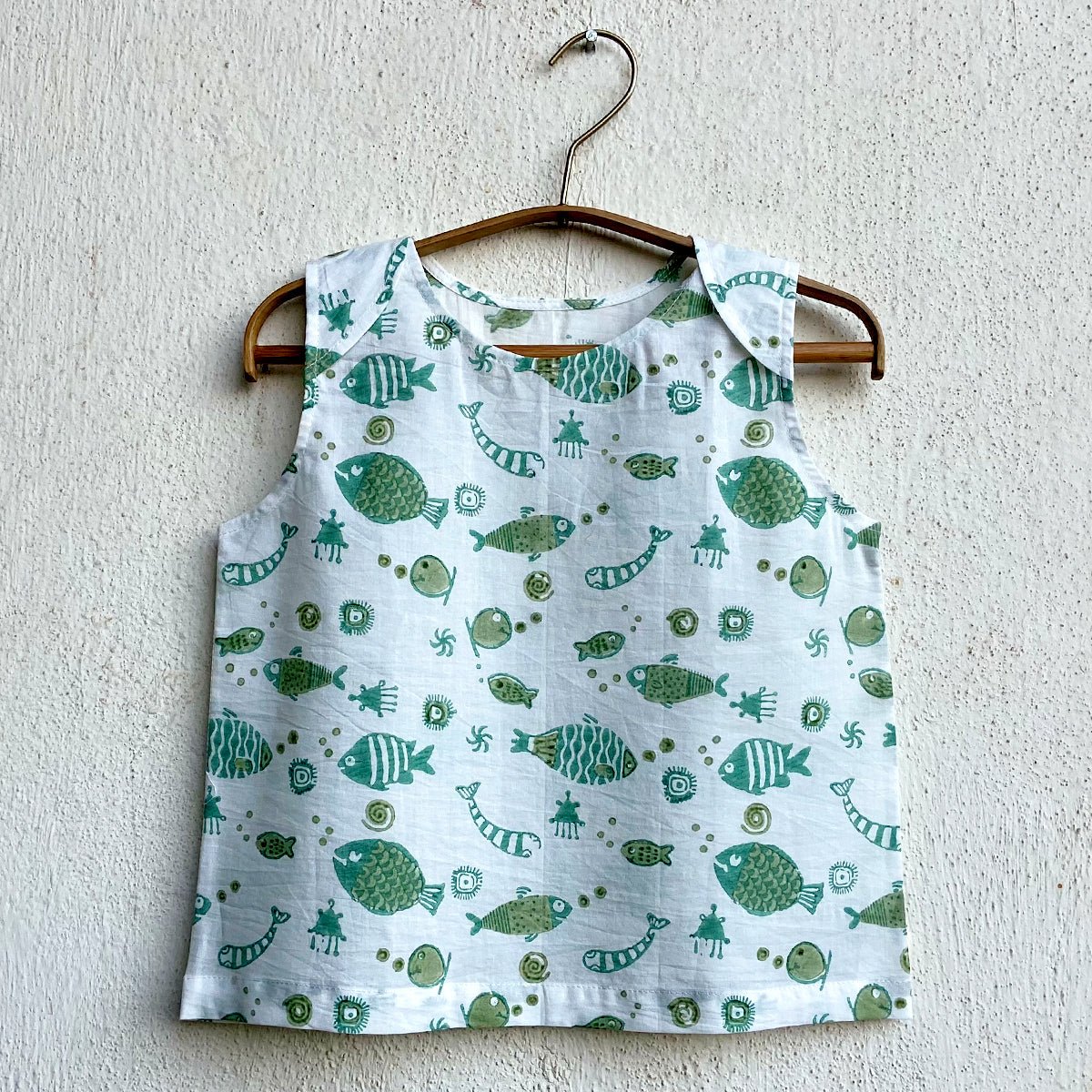 Hand block printed Angarakha top (0-24 months)