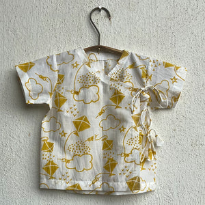 Organic Cotton Yellow Patang Angarakha / Kimono Top
