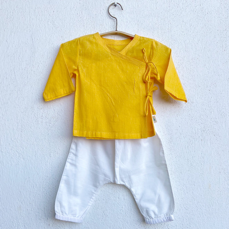Organic Cotton Yellow Angarakha / Kimono Top