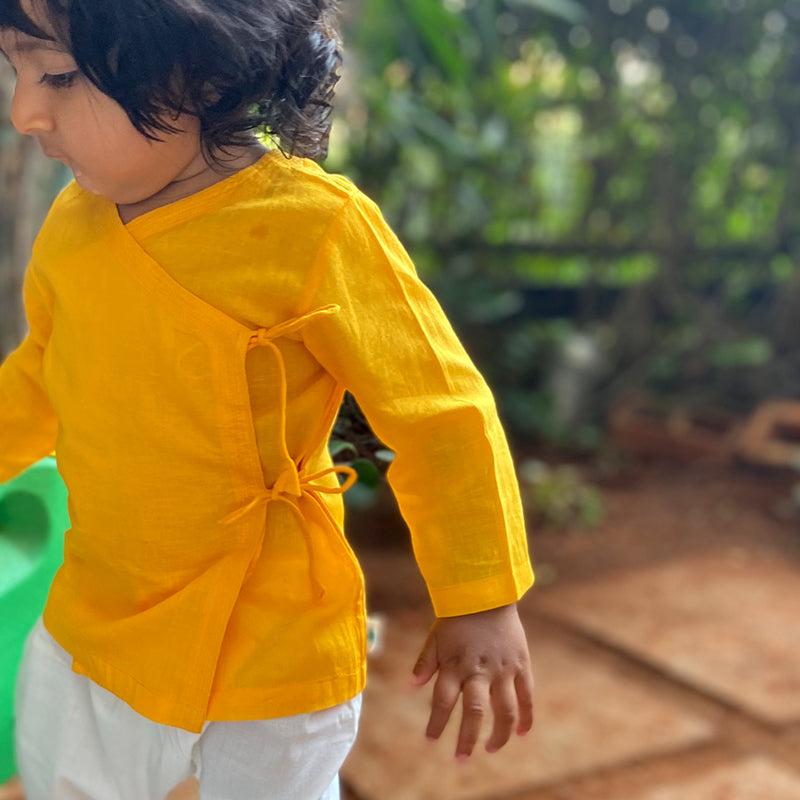 Organic Cotton Yellow Angarakha / Kimono Top