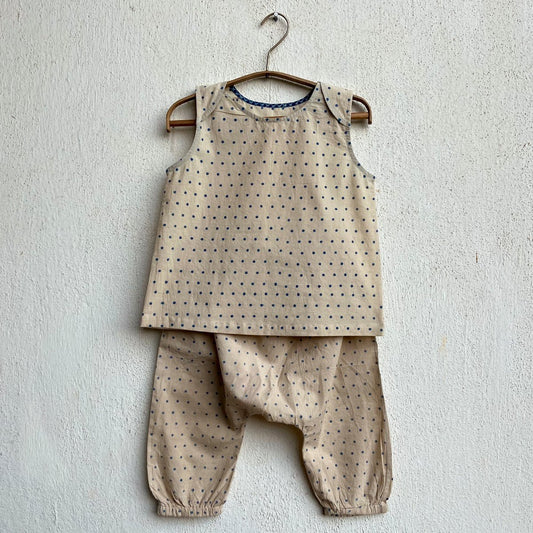Organic Cotton Unisex Co-ord Set - Indigo Raidana Jhabla and Pajama Pants