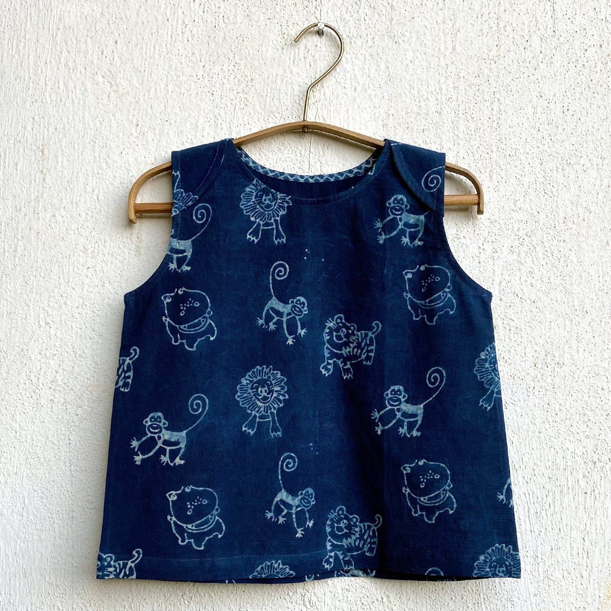 Hand block animal printed Angarakha top (1 month - 6 years)