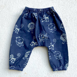 Organic Cotton Unisex Zoo Monkey Jhabla and Indigo Zoo Pajama Pants Set