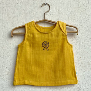 Organic Cotton Unisex Yellow Zoo Jhabla and Indigo Checks Pajama Pants Set