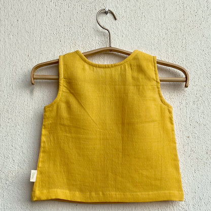 Organic Cotton Unisex Yellow Zoo Jhabla and Indigo Checks Pajama Pants Set