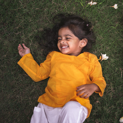 Organic Cotton Yellow Angarakha / Kimono Top